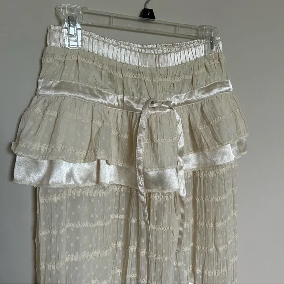 Free People Belle Ruffle Pants in Ivory - Picture 8 of 13